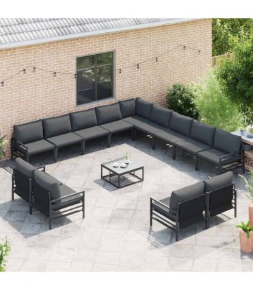 vidaXL Garden Sofa Set 14 pcs Black Steel