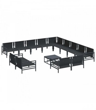 vidaXL Garden Sofa Set 14 pcs Black Steel