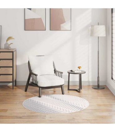 vidaXL Rug Washable φ120 cm Black and White