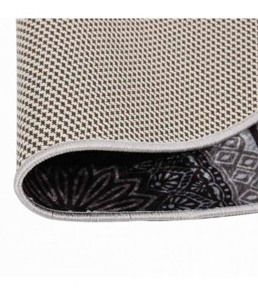 vidaXL Rug Washable φ120 cm Black and Grey Anti Slip