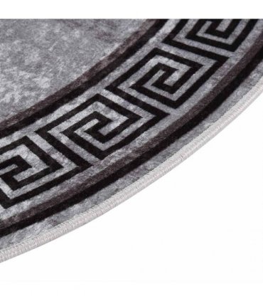 vidaXL Rug Washable φ120 cm Black and Grey Anti Slip