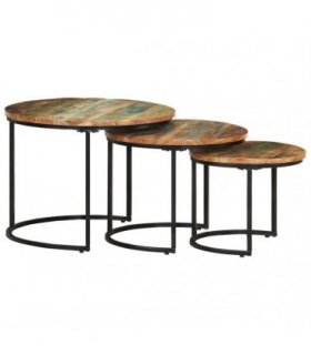 vidaXL Nesting Tables 3 pcs Solid Reclaimed Wood