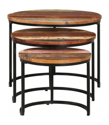 vidaXL Nesting Tables 3 pcs Solid Reclaimed Wood