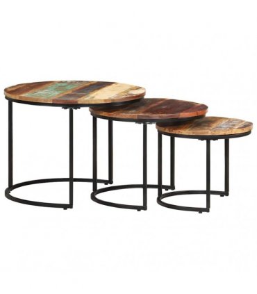 vidaXL Nesting Tables 3 pcs Solid Reclaimed Wood