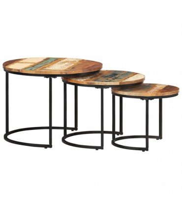 vidaXL Nesting Tables 3 pcs Solid Reclaimed Wood