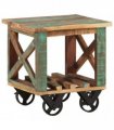 vidaXL Side Table with Wheels 40x40x42 cm Solid Wood Reclaimed