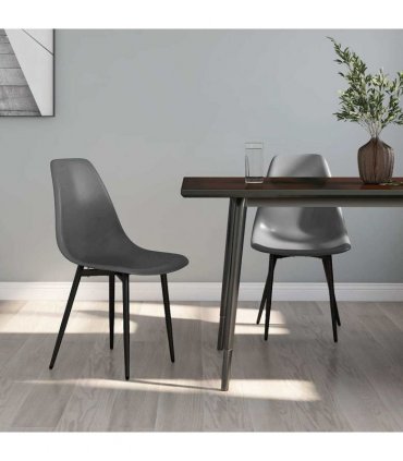vidaXL Dining Chairs 2 pcs Grey PP