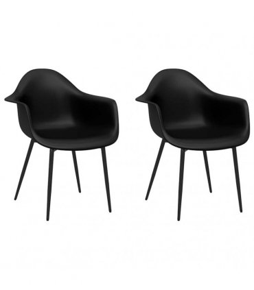vidaXL Dining Chairs 2 pcs Black PP