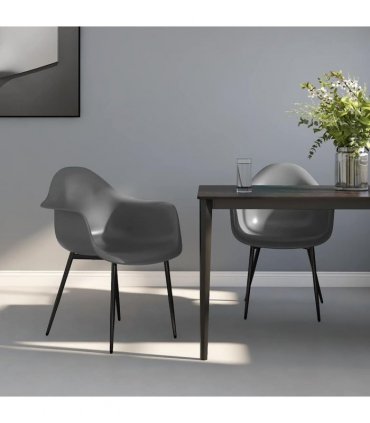 vidaXL Dining Chairs 2 pcs Grey PP