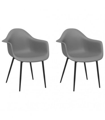 vidaXL Dining Chairs 2 pcs Grey PP