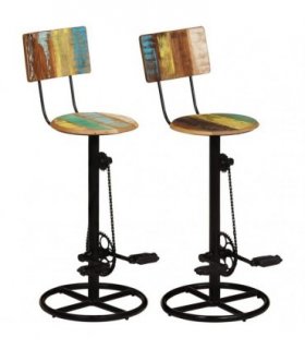 vidaXL Bar Stools 2 pcs Solid Wood Reclaimed