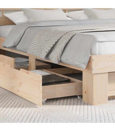 vidaXL Bed Frame with Headboard Brown 180 x 200 cm Solid Pine Wood
