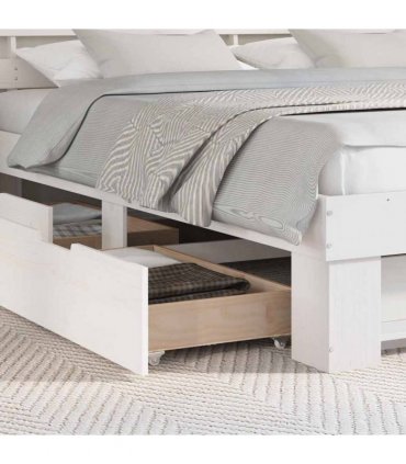 vidaXL Bed Frame with Headboard White 180 x 200 cm Solid Pine Wood