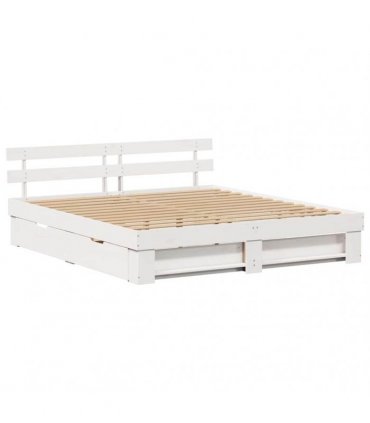 vidaXL Bed Frame with Headboard White 180 x 200 cm Solid Pine Wood