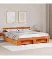 vidaXL Bed Frame with Headboard Wax Brown 180 x 200 cm Solid Pine Wood