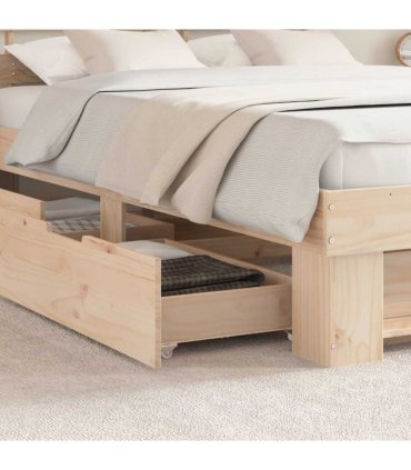 vidaXL Bed Frame with Headboard Brown 160 x 200 cm Solid Pine Wood