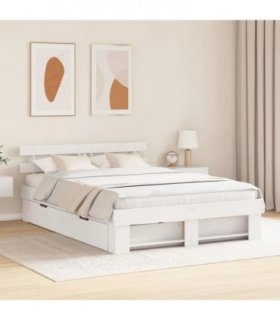 vidaXL Bed Frame with Headboard White 160 x 200 cm Solid Pine Wood