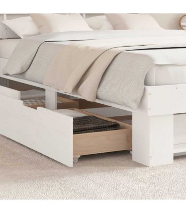 vidaXL Bed Frame with Headboard White 160 x 200 cm Solid Pine Wood