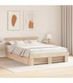 vidaXL Bed Frame with Headboard Brown 140 x 200 cm Solid Pine Wood