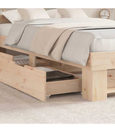 vidaXL Bed Frame with Headboard Brown 120 x 200 cm Solid Pine Wood