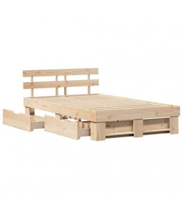 vidaXL Bed Frame with Headboard Brown 120 x 200 cm Solid Pine Wood