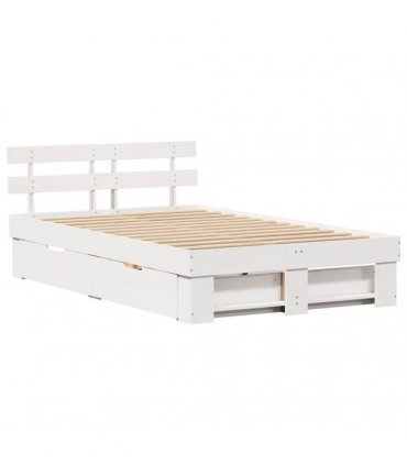 vidaXL Bed Frame with Headboard White 120 x 200 cm Solid Pine Wood