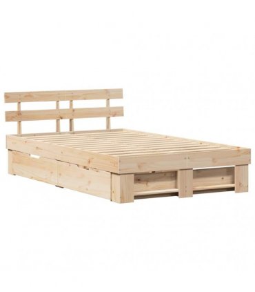 vidaXL Bed Frame with Headboard Brown 140 x 190 cm Solid Pine Wood