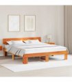 vidaXL Bed Frame with Headboard Wax Brown 200 x 200 cm Solid Pine Wood
