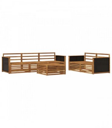 vidaXL Outdoor Sofa Set 6 pcs 5-Seaters Natural Solid Acacia Wood