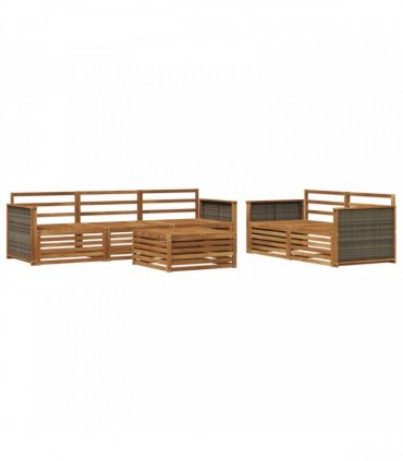 vidaXL Outdoor Sofa Set 6 pcs 5-Seaters Natural Solid Acacia Wood