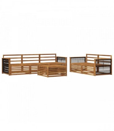 vidaXL Outdoor Sofa Set 6 pcs 5-Seaters Natural Solid Acacia Wood