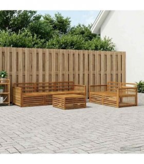 vidaXL Outdoor Sofa Set 6 pcs 5-Seaters Natural Solid Acacia Wood