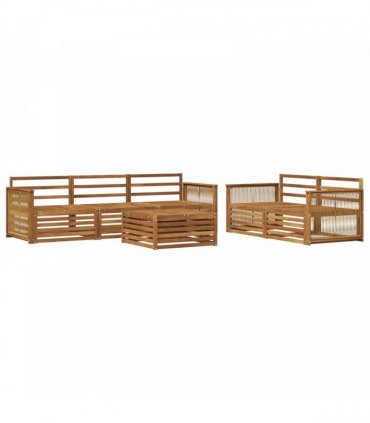 vidaXL Outdoor Sofa Set 6 pcs 5-Seaters Natural Solid Acacia Wood