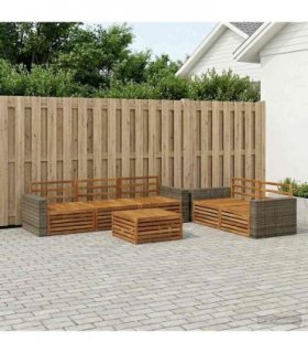 vidaXL Outdoor Sofa Set 6 pcs 5-Seaters Natural Solid Acacia Wood