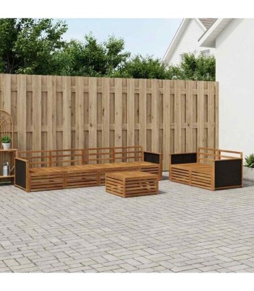 vidaXL Outdoor Sofa Set 7 pcs 6-Seaters Natural Solid Acacia Wood