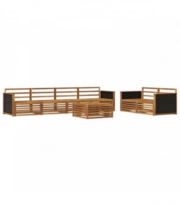 vidaXL Outdoor Sofa Set 7 pcs 6-Seaters Natural Solid Acacia Wood