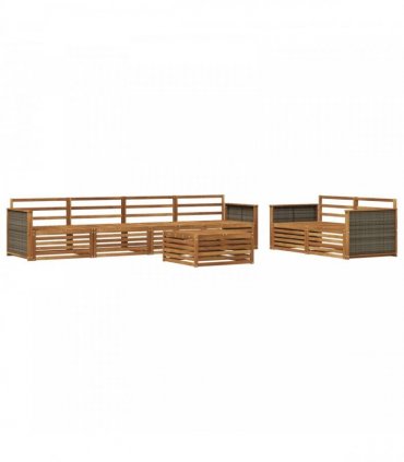 vidaXL Outdoor Sofa Set 7 pcs 6-Seaters Natural Solid Acacia Wood