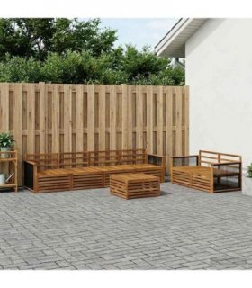 vidaXL Outdoor Sofa Set 7 pcs 6-Seaters Natural Solid Acacia Wood