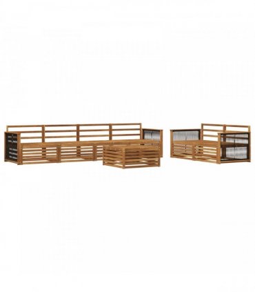 vidaXL Outdoor Sofa Set 7 pcs 6-Seaters Natural Solid Acacia Wood