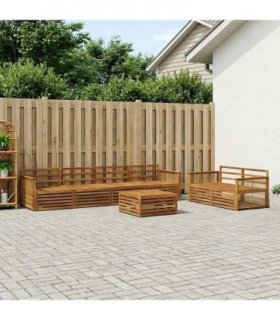 vidaXL Outdoor Sofa Set 7 pcs 6-Seaters Natural Solid Acacia Wood