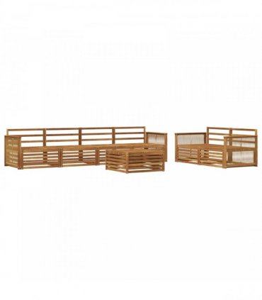 vidaXL Outdoor Sofa Set 7 pcs 6-Seaters Natural Solid Acacia Wood