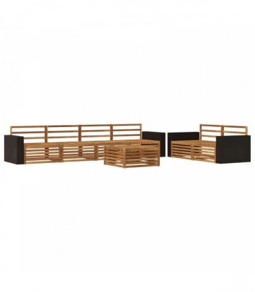 vidaXL Outdoor Sofa Set 7 pcs 6-Seaters Natural Solid Acacia Wood