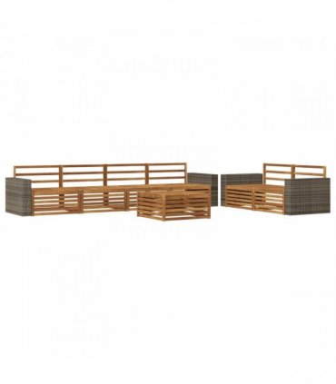 vidaXL Outdoor Sofa Set 7 pcs 6-Seaters Natural Solid Acacia Wood