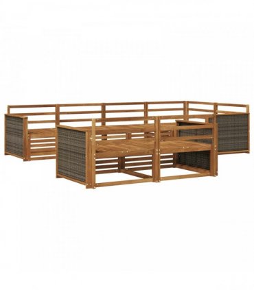 vidaXL Outdoor Sofa Set 7 pcs 7-Seaters Natural Solid Acacia Wood