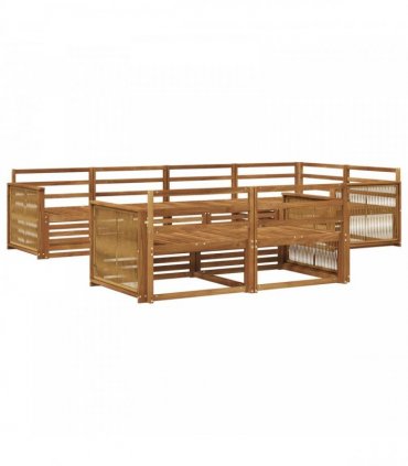 vidaXL Outdoor Sofa Set 7 pcs 7-Seaters Natural Solid Acacia Wood