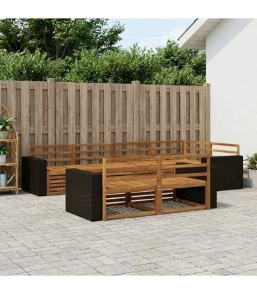 vidaXL Outdoor Sofa Set 7 pcs 7-Seaters Natural Solid Acacia Wood