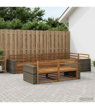 vidaXL Outdoor Sofa Set 7 pcs 7-Seaters Natural Solid Acacia Wood