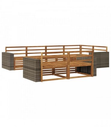 vidaXL Outdoor Sofa Set 7 pcs 7-Seaters Natural Solid Acacia Wood