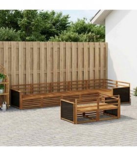 vidaXL Outdoor Sofa Set 8 pcs 8-Seaters Natural Solid Acacia Wood