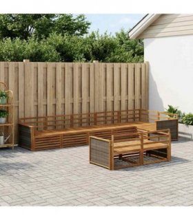 vidaXL Outdoor Sofa Set 8 pcs 8-Seaters Natural Solid Acacia Wood